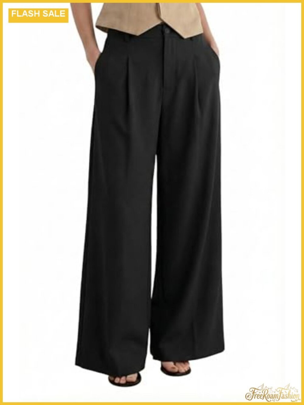 Linen Wide Leg Work Dress Pants High Waist Business Casual Trousers